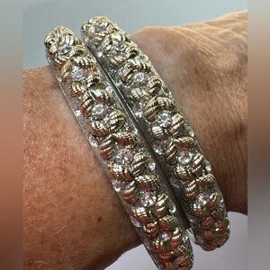 Anthropologie gold and silver metallic braided bangle bracelets Set of 2 NWOT